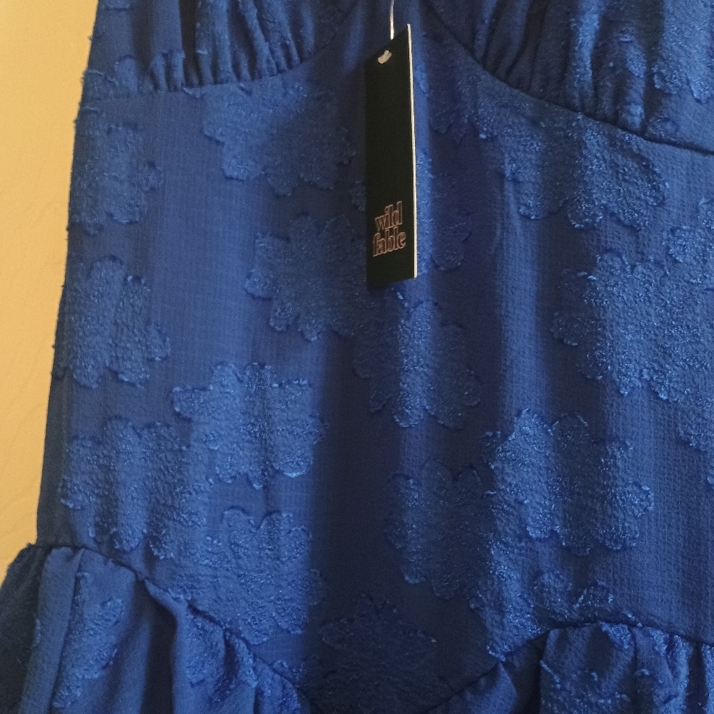 Wild Fable Blue Tiered Ruffle Mini Dress Size S Spaghetti Strap Whimsigoth‎ - Picture 5 of 14